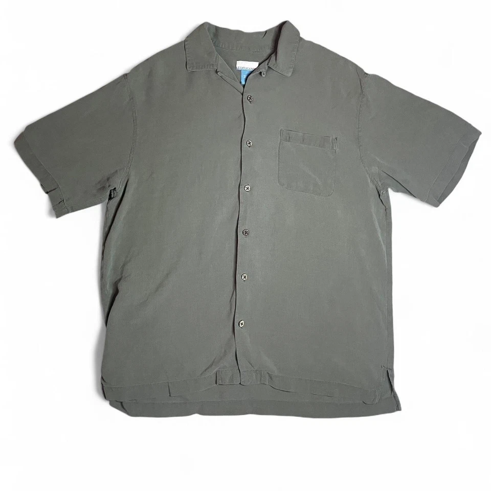 Botón de seda verde rompeolas vintage años 90 100% seda muy ligero y fluido Foto 1 de 4