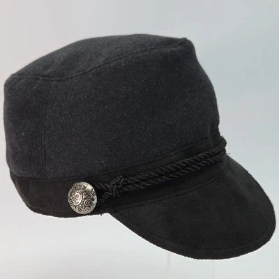 Sombrero Cadete Steampunk Negro Fieltro Suave Ala Militar Disfraz Gorra Correas Foto 1 de 4