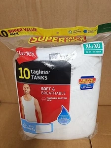 Hanes Men's Tagless Tanks White color 10-Pack Size XL Free shipping - Picture 1 of 4