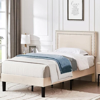 Base De Cama Beige De Madera Talla Doble Para Adultos Niños Con Cabecera En Oferta Foto 1 de 4