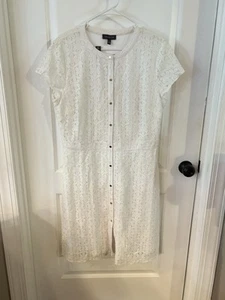 The Limited White Lace Dress Size 12 Button Up Wedding Eyelet Lined Floral - Picture 1 of 12