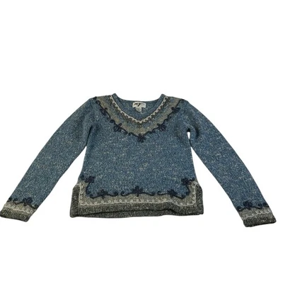 Винтажный MY синий пуловер свитер v-образным вырезом Flecked пряжи Cottagecore размер S - Изображение 1 из 4