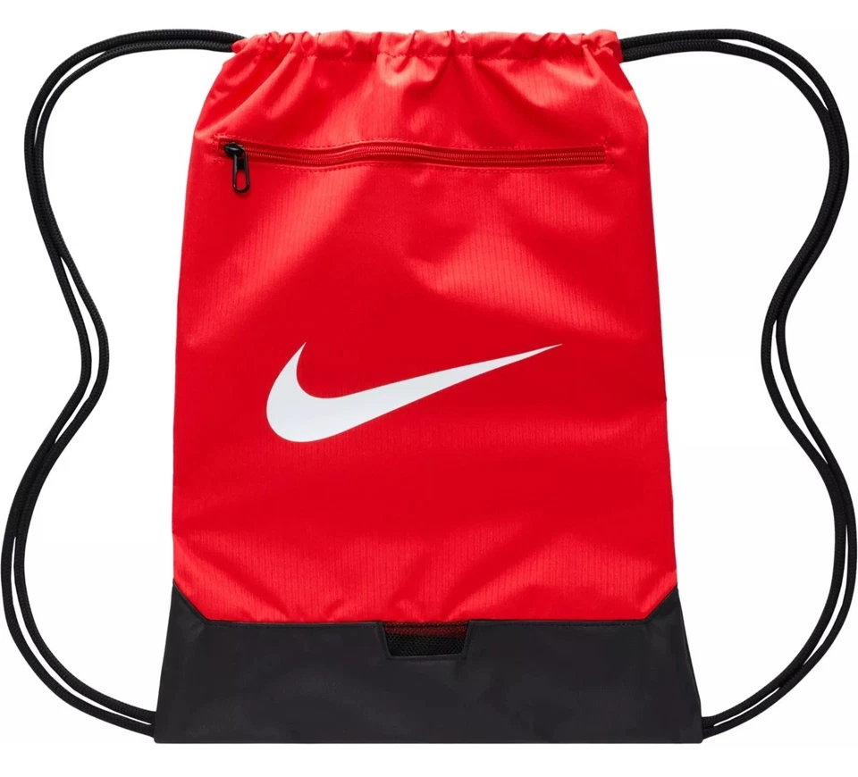 Nike Brasilia 9.5 Training Gym Sack 18L Drawstring Bag — University Red Size M