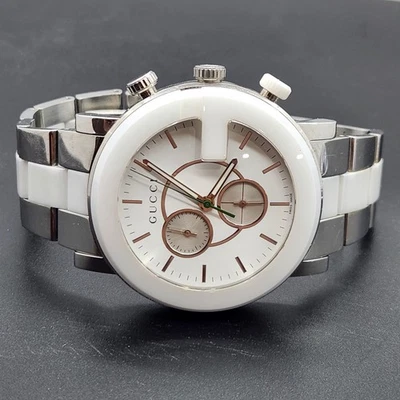 GUCCI G-Timeless Chronograph YA101345 Unisex Watch White Dial & Ceramic G Bezel - Image 1 of 4