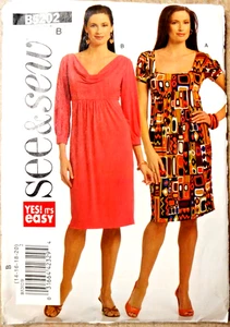 See & Sew by Butterick B5202 Pullover Empire Waist Cowl Neck Dress Size: 14-20 - Picture 1 of 8