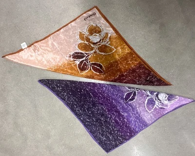 Cacharel Bufanda Seda Mujer Cuadrada Marrón Púrpura Floral Estampado Completo De Colección 22X22 Foto 1 de 4