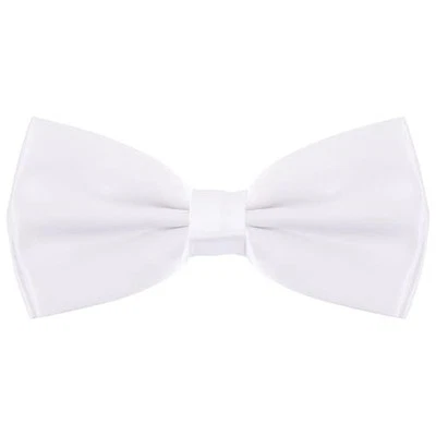 Pajarita clásica color liso satinado pajarita cuello ajustable pajarita para 1 blanca Foto 1 de 4