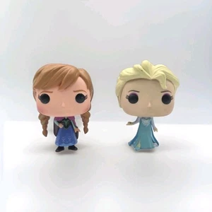 Funko Pop! Series 1 Disney Frozen #82 Elsa & #81 Anna Vinyl Figures - Picture 1 of 8