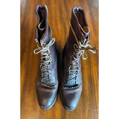 Botas de leñador de cuero boulet vintage para hombre ropa de trabajo con cordones Foto 1 de 4