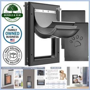 Heavy-Duty Aluminum Dog Door Medium for Large Pets Insulated Weatherproof - Picture 1 of 8