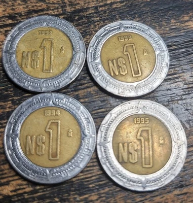 Lote de 3 monedas México Nuevo Pesos. 2 - 1995 1 Nuevo Peso & 1 - 2 Nuevos Pesos Foto 1 de 4