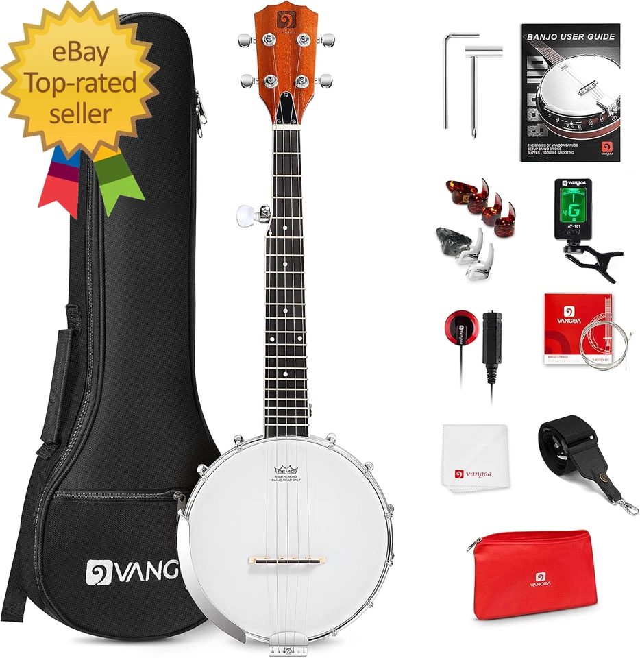 5 String Banjo 26 Inch, MINI Travel Banjo Beginner Kit with Remo Head, Open Back - Image 1 of 1