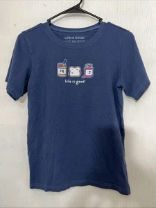 Life Is Good T Shirt Kids Size XXL Blue Short Sleeve Pb & J Peanut butter Jelly - Picture 1 of 3