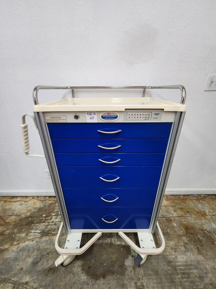 Carro de choque médico de aluminio Armstrong bloqueo automático con teclado de bloqueo caja de herramientas Foto 1 de 4