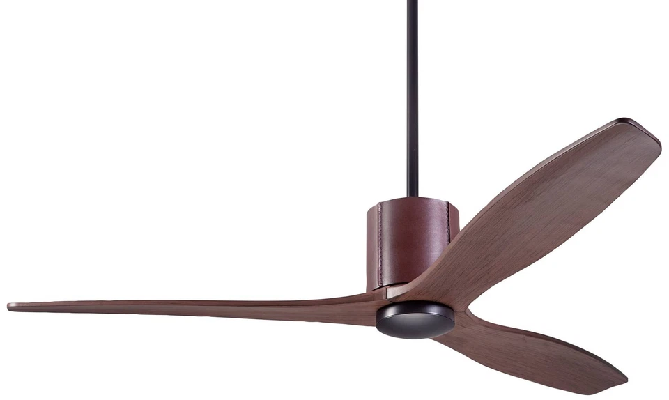 54" Modern Fan LeatherLuxe DC Brown Leather Mahogany Fan with Remote - Image 1 of 1