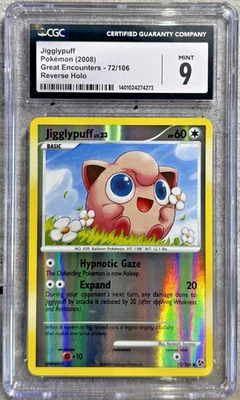 Pokemon Card Jigglypuff Rev Holo CGC 9 Mint, Great Encounters 72/106, 2008 (1) - Image 1 of 4
