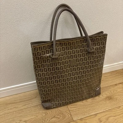 Auténtico bolso de hombro Fendi de cuero PVC marrón calabacín beige Italia 119357 Foto 1 de 4