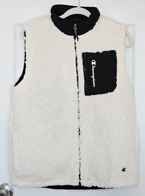 Chaleco reversible de vellón Champion Mixed-Media blanco y negro talla M Foto 1 de 4
