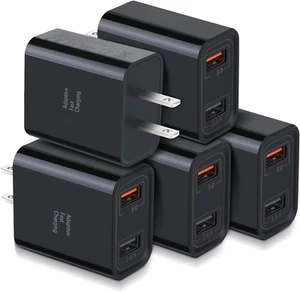 Quick Fast Charge 3.0 USB Wall Charger,  5 Pack 30W Dual USB Power Adapter (Fast - Picture 1 of 12