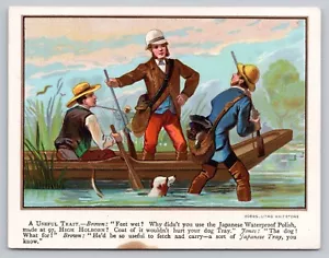 Bird Hunters Boat Pointer Dog in Water Japanese Waterproof Polish Trade Card - Picture 1 of 2