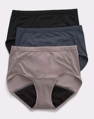 Hanes Women's Brief 3-Pack Fresh & Dry Leak Protection Liner Underwear Assorted>