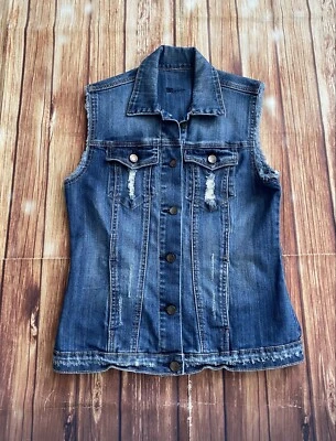 Kut from the Kloth Women’s Distressed Denim Jean Vest Button Down Blue Size XS - Image 1 of 4