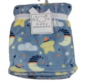 Baby Elements Moon Star Soft Plush Fleece Blanket Infant Boys Blue Night NWT - Picture 1 of 3
