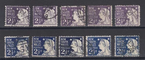 New South Wales SG 295/337 + OS/NSW perfin, used. 1897-1905 2½p, 10 different - Picture 1 of 1