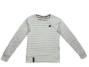 Naketano Women White Striped Sweatshirt Pullover Size M - Picture 1 of 6