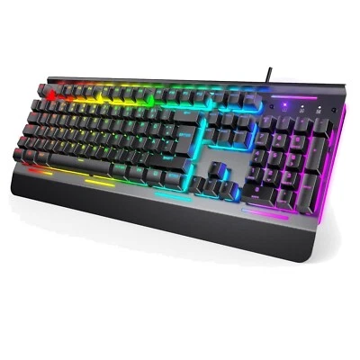 RGB Gaming Tastatur Membran 105 Tasten 15-Zonen Beleuchtung PC Office - Bild 1 von 4