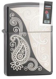 Zippo 29511 Paisley Design Black Ice Finish Full Size Lighter + FLINT PACK - Picture 1 of 1