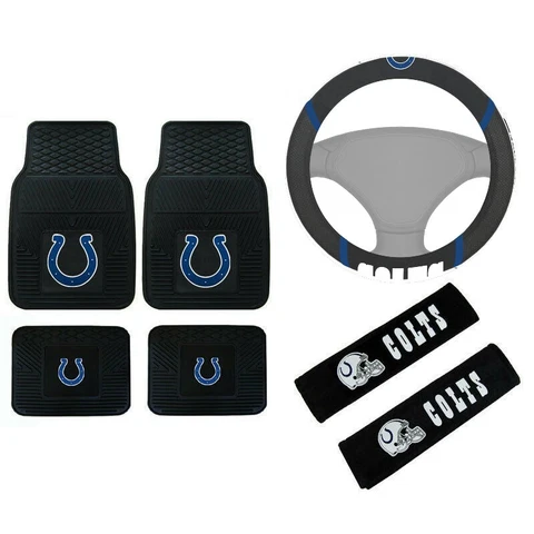 NFL Indianapolis Colts Car Truck Floor Mats Steering Wheel Cover Seat Belt Pads Cover