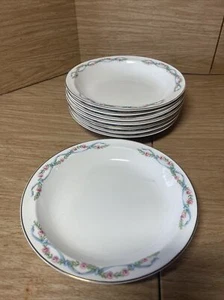8 Hall Soup bowls Great American Tea Company Dinnerware China MCM Ribbons Roses - Picture 1 of 6