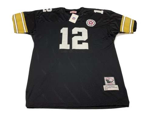 Terry Bradshaw 1975 Throwbacks Mitchell & Ness Jersey Sz 60 Pittsburgh Steelers Cover