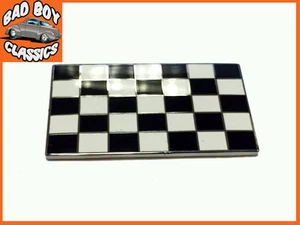 Quality Classic Car Chequered Flag Enamel Badge Emblem Self Adhesive  - Picture 1 of 1