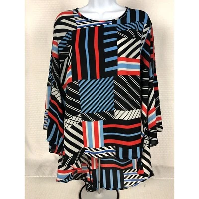 Top Spense para mujer talla 1X azul rojo blanco mangas mariposa más largas en la espalda Foto 1 de 4