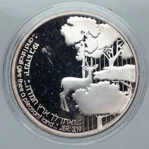 1989 ISRAEL Promised Land NATURE Proof Menorah Silver 2 Shekelim Coin i88471 - Picture 1 of 3