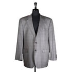 Chaps Mens Blazer Gray Blue Check Silk Wool 2 Button Suit Jacket Sport Coat 44R