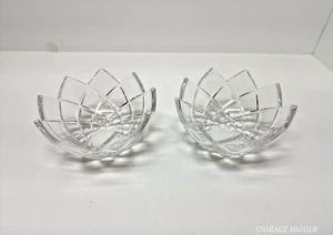 Vintage Pair of 2 Lead Clear Crystal Bowls Cut Diamond Pattern Geometric Candy - Picture 1 of 9