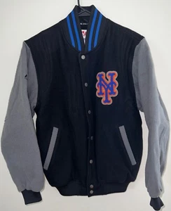 VINTAGE NEW YORK METS MAJESTIC BLACK/GREY WOOL BLEND VARSITY JACKET SZ S *NWOT* - Picture 1 of 8