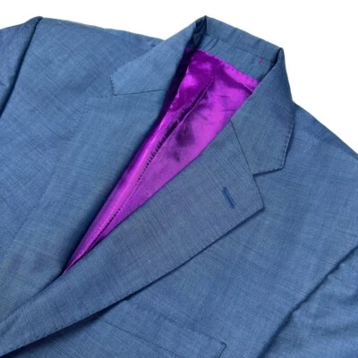 Blazer Charles Tyrwhitt masculino ajuste clássico lã/mohair 2 botões azul • 40L - Imagem 1 de 4