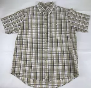 Timberland Mens button up t-shirt short sleeve large adult plaid collared - Picture 1 of 7