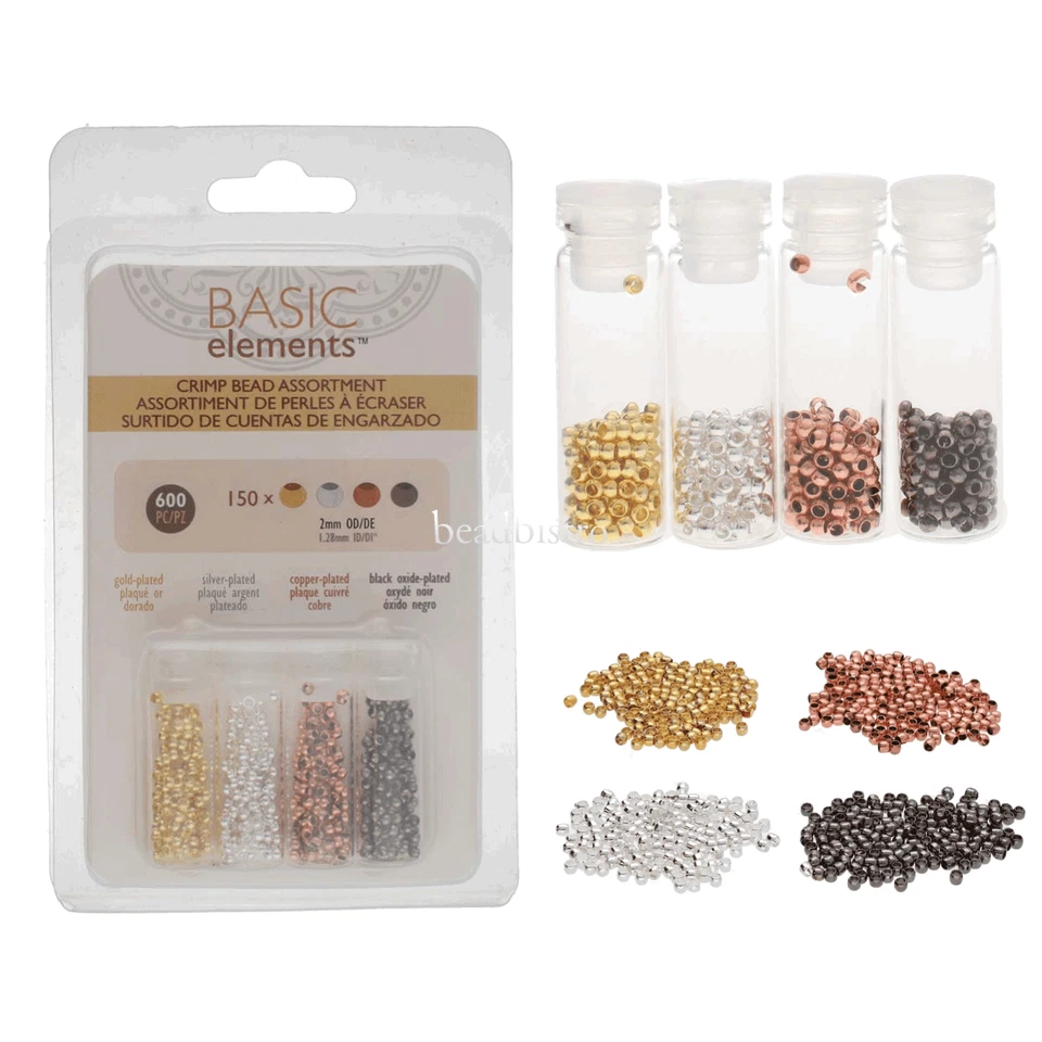 Surtido de cuentas prensadas plateadas, doradas, cobre, negras. Basic Elements de Beadsmith Foto 1 de 1