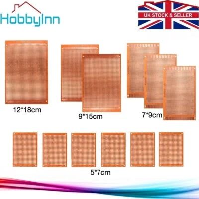 HOBBYINN PCB Board Prototype Breadboard Bakelite 12pcs Sided 4 Size Kits for Electronics