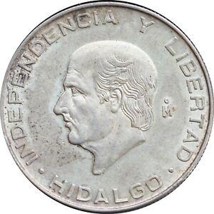 Mexico 5 Pesos 1957 Hidalgo, .720 Silver. KM# 469