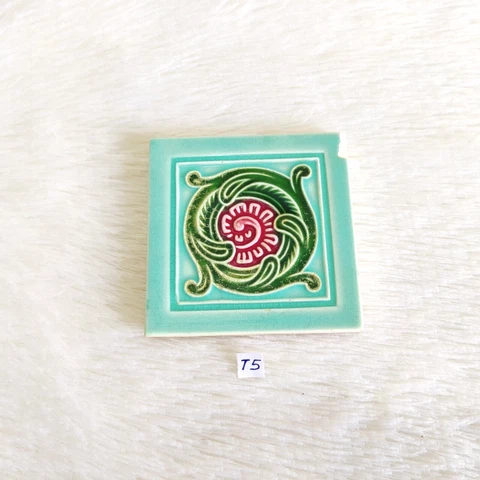 1940s Vintage Floral Pattern Architecture Furniture Tile Japan 3 x 3 1 Pc CT181 Cover