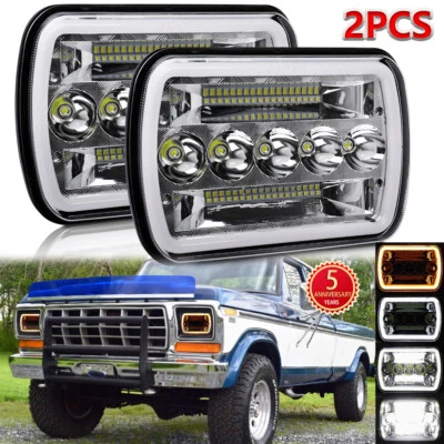 Par de Faróis LED 7x6" Hi/Lo Beam DRL Para Ford F-150 F-250 F-350 Super Duty - Imagem 1 de 4