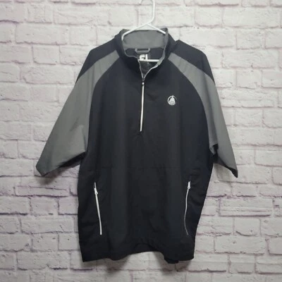 Footjoy Windy Conditions 1/4 Zip 1/2 Sleeve Wind Shirt Size XL Gray Black Golf - Image 1 of 4