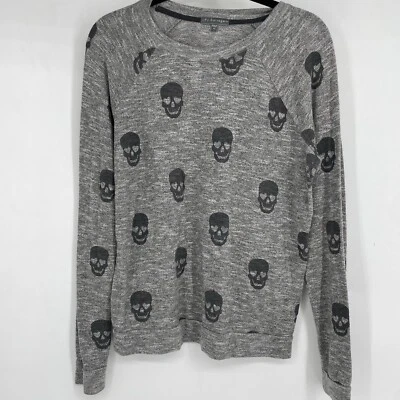 PJ Salvage Gris Calavera Mediana Pijama Top Manga Larga Vellón Difuso Camisa Emo Gótico Foto 1 de 4