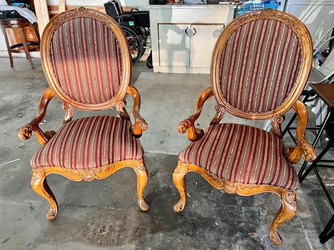 BEAUTIFUL Pair of Antique Victorian Louis XIV Armchairs (NEW Upholstery) Cover